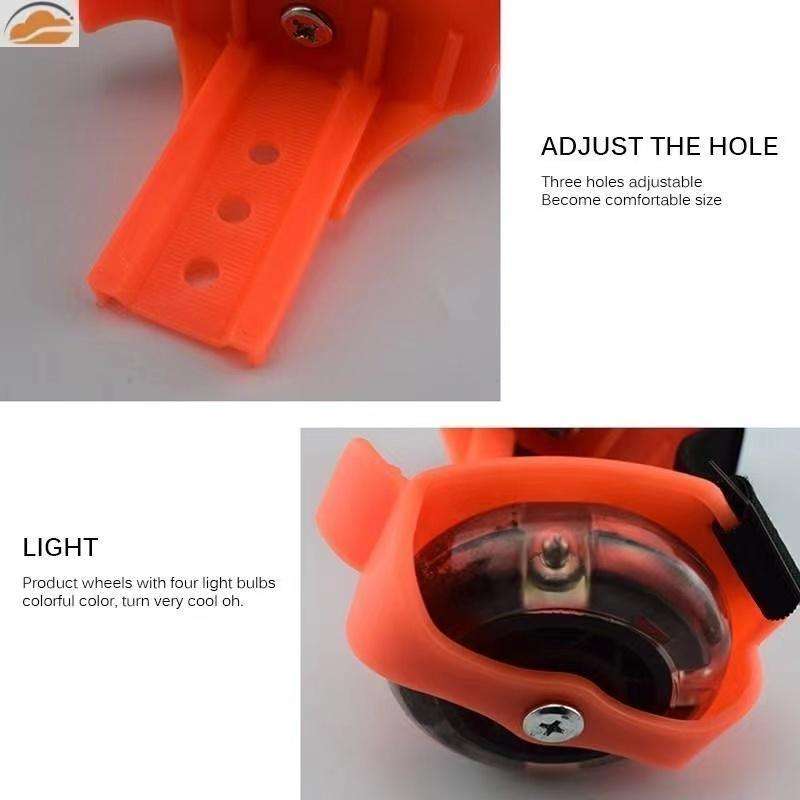 1 Pair Children Roller Skates Accessories Adjustable Three-color Luminous Wheel(Orange)