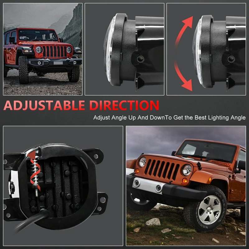 For Jeep Wrangler JK 2 Door 2007-2015 Y4 4 inch 1 Pair Light Guide Dual Lens Fog Light(Yellow White)