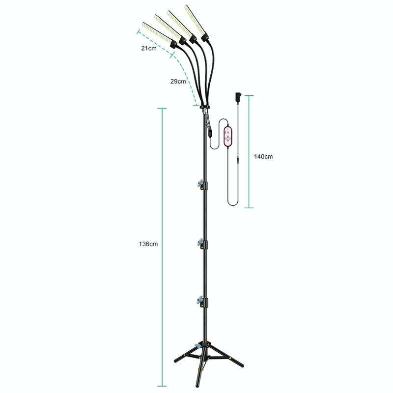 LED Growth Lamp Full-Spectrum Floor Tripod Plant Lamp Indoor Breeding Folding Filling Light, Spec...