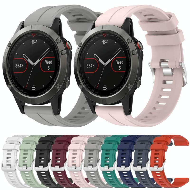 For Garmin Fenix 5 22mm Solid Color Silicone Watch Band(Black)