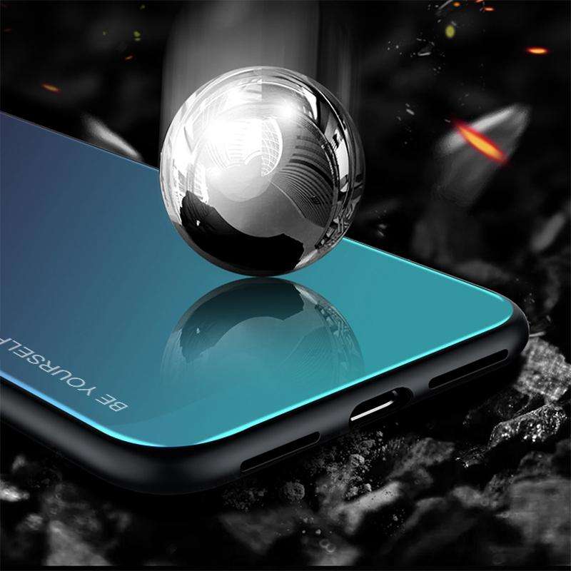 For Huawei P20 Gradient Color Glass Case(Blue)