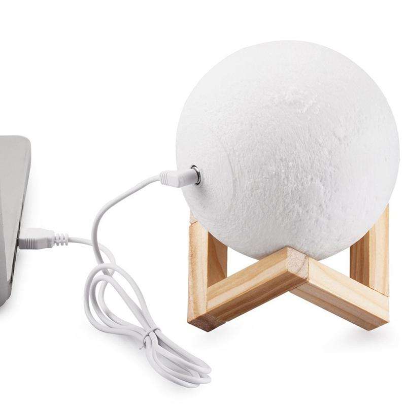 Customized Touch Switch 2-color 3D Print Moon Lamp USB Charging Energy-saving LED Night Light wit...