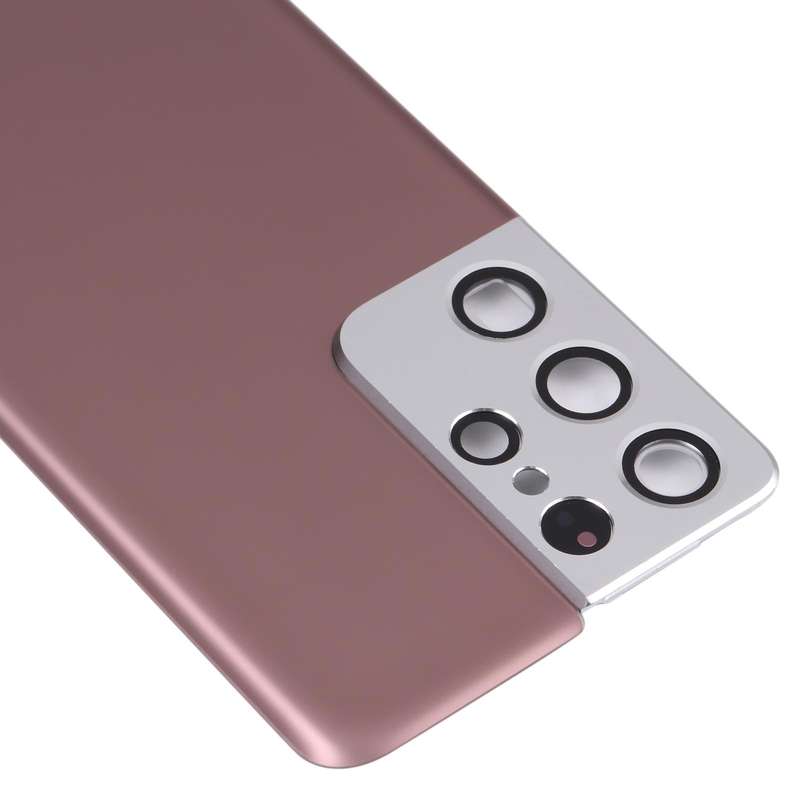 For Samsung Galaxy S21 Ultra 5G Battery Back Cover with Camera Lens Cover (Brown)