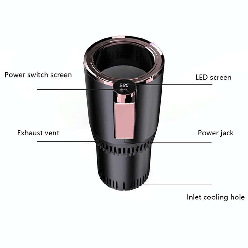 2-in-1 Smart Car Cup Cooler Outdoor Travel Heater Portable Auto Mini Refrigerator 12V Cooling Hea...
