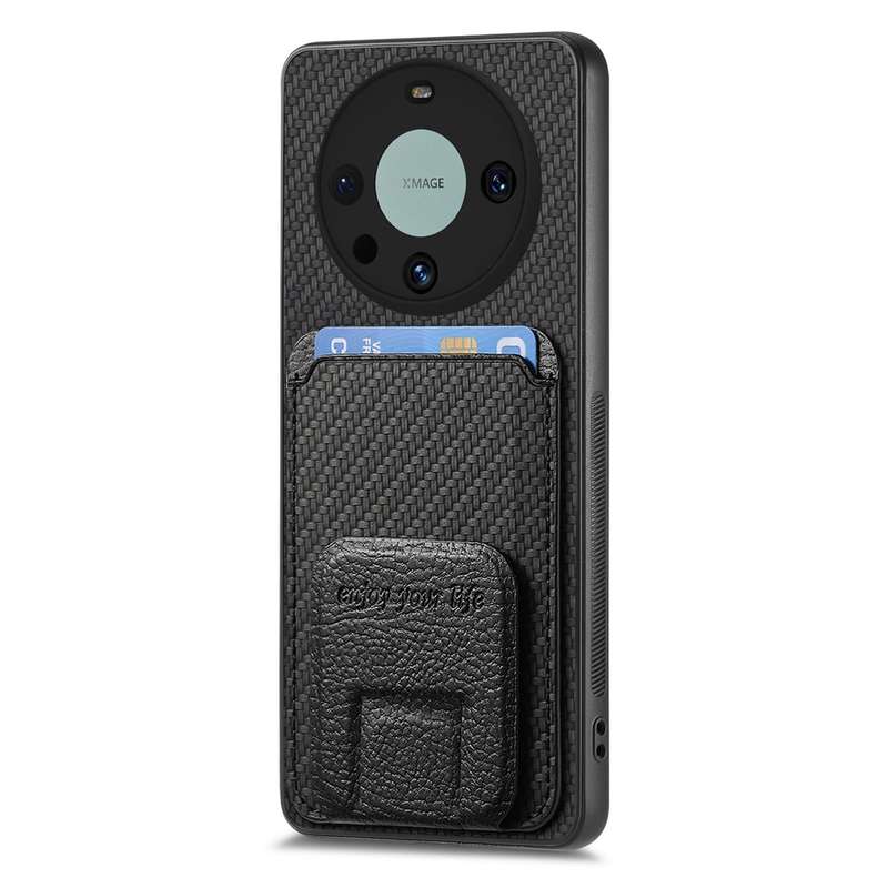 For Honor Magic4 Pro Carbon Fiber Card Bag Fold Stand Phone Case(Black)