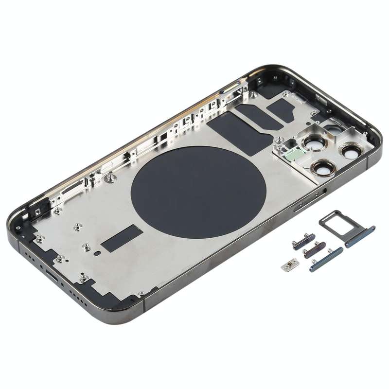 Back Housing Cover with SIM Card Tray & Side  Keys & Camera Lens for iPhone 12 Pro(Black)