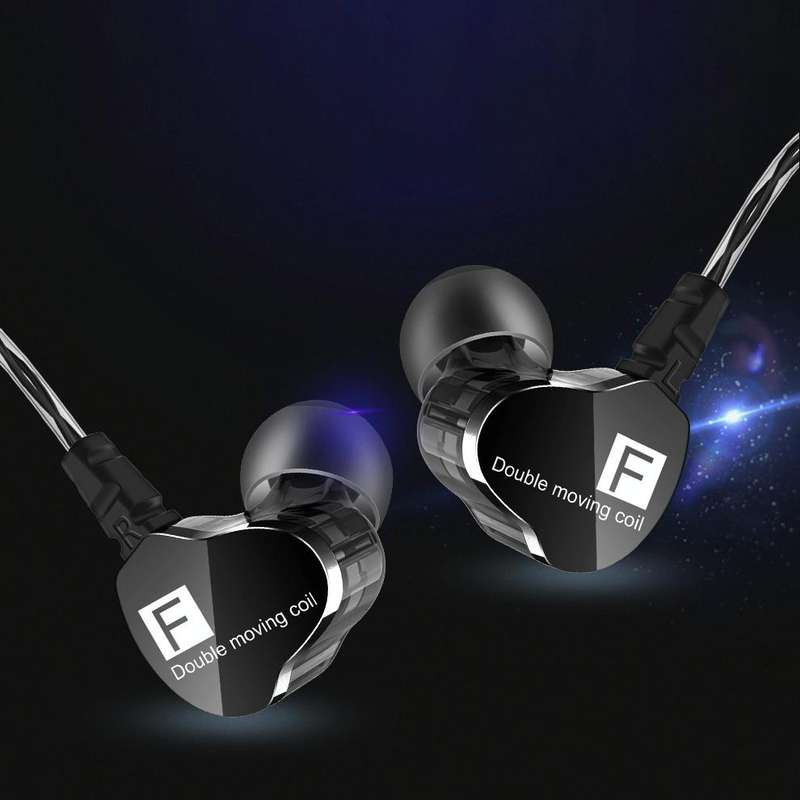 QKZ F910 In-Ear Subwoofer Dual Dynamic Earphone(Black)