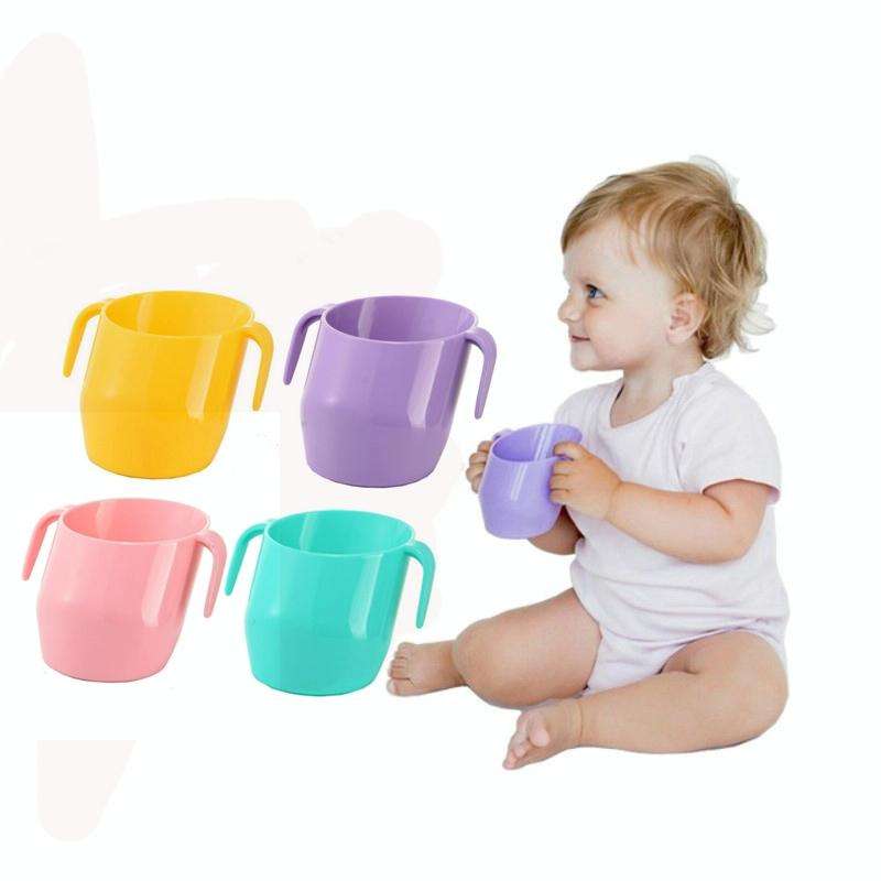 Baby Drinking Mouthwash Learning Cup Oblique Mouth Child Drinking Training Cup(Cherry Pink)