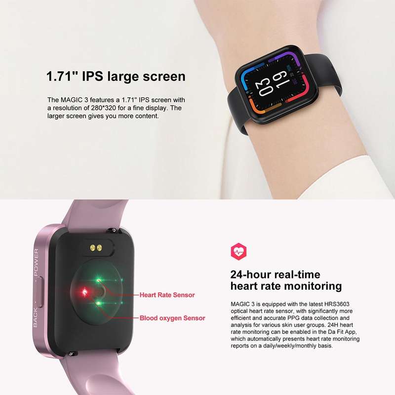 KOSPET Magic 3 1.71 Inch Blood Oxygen Monitoring Waterproof Smart Watch(Black)