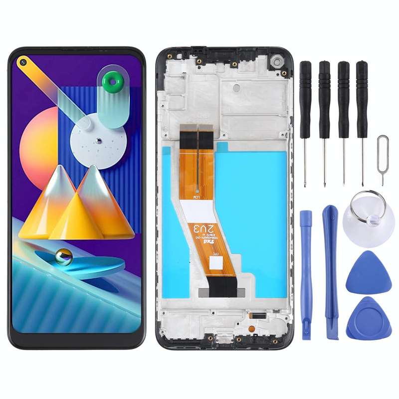 Original LCD Screen for Samsung Galaxy M11 SM-M115 Digitizer Full Assembly with Frame (Black)