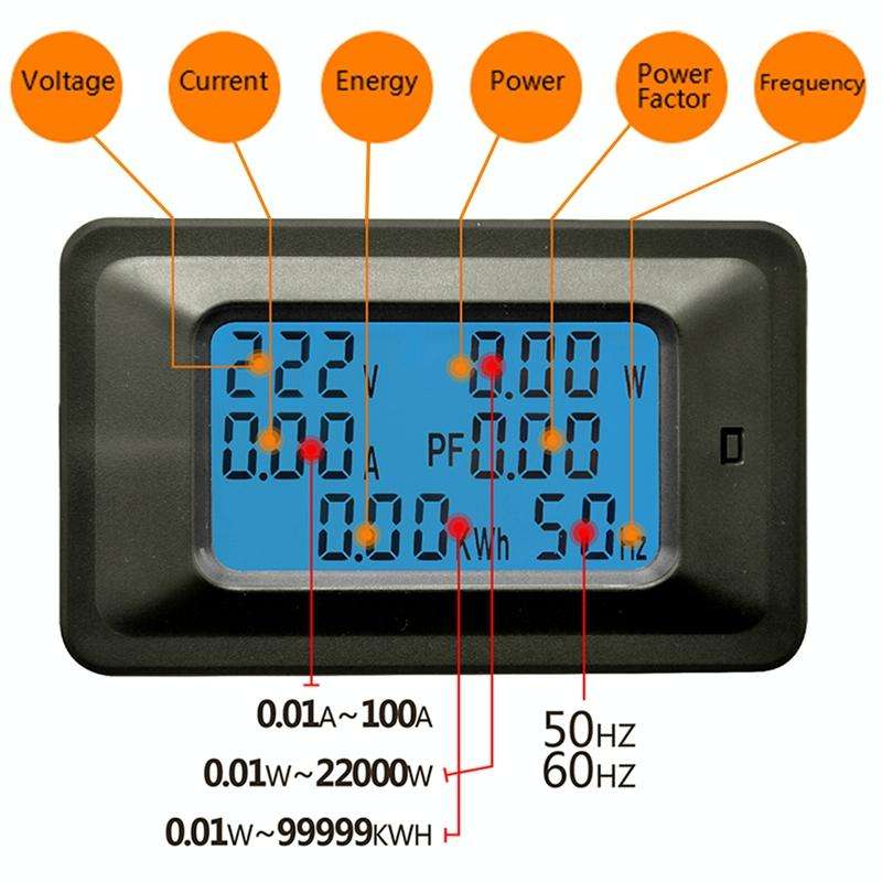 100A Household Multifunctional Watt-hour Meter AC Digital Voltage and Current Meter Power Monitor