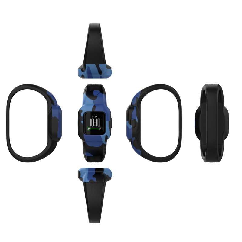 For Garmin Vivofit JR3 No Buckle Silicone Printing Watch Band, Size:S(Camouflage Blue)