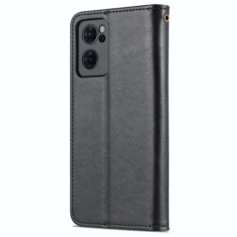 For OPPO Reno7 5G AZNS Sheepskin Texture Flip Leather Phone Case(Black)