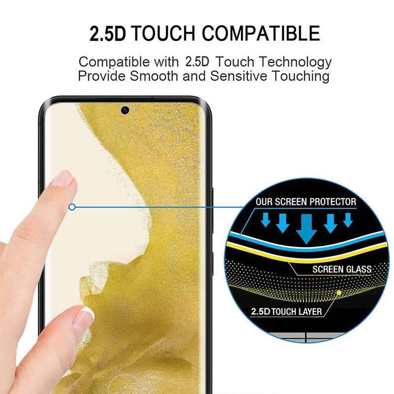 For Samsung Galaxy S22 5G 2pcs 3D Curved Edge Full Screen Tempered Glass Film with 2pcs Lens Prot...