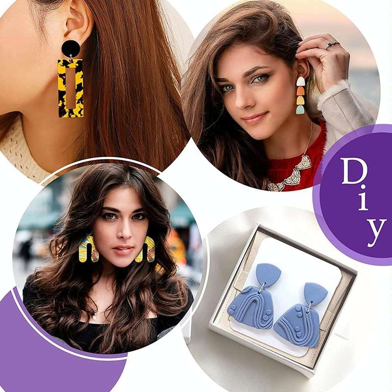 24 In 1 DIY Clay Earrings Molds DIY Handmade Clay Cutter Handmade Jewelry Molds(Mint Green)