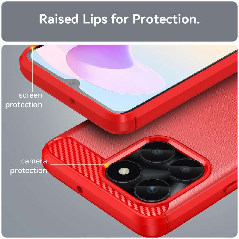 For Honor X6a Brushed Texture Carbon Fiber TPU Phone Case(Red)