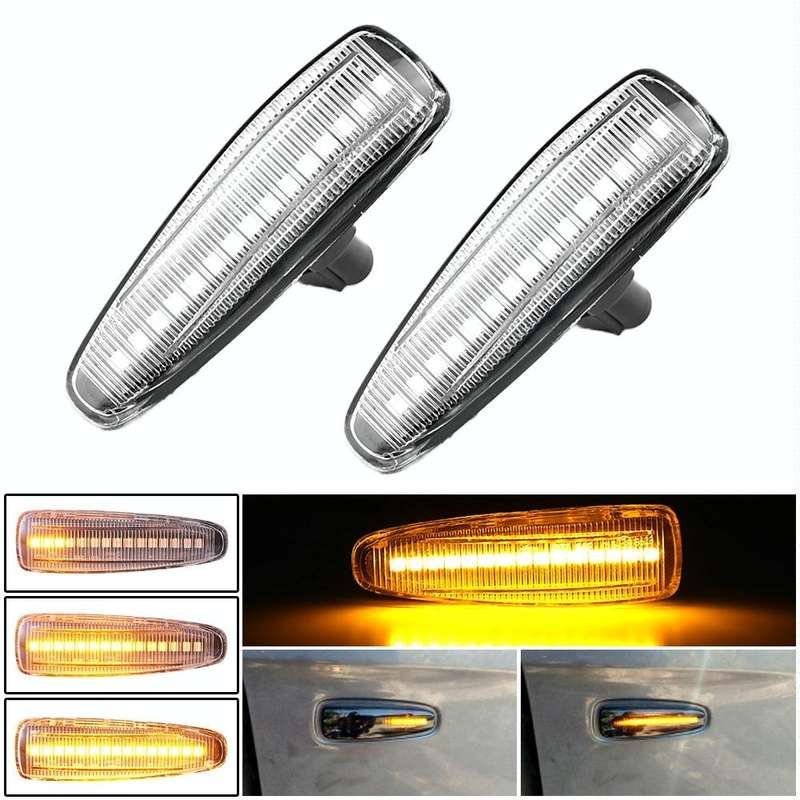 2pcs For Mitsubishi Lancer 2008-2018 Car Dynamic LED Fender Side Light (Transparent)