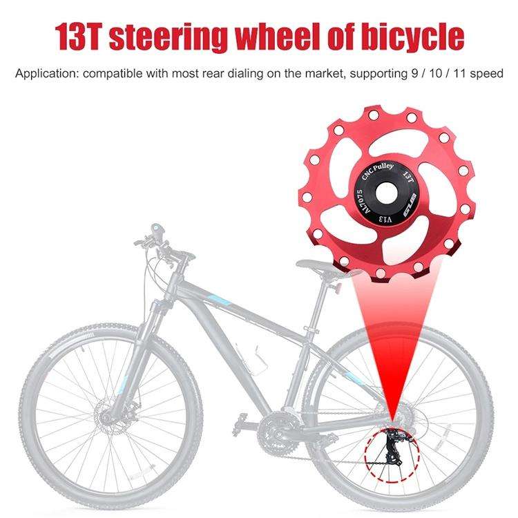 GUB V13 13T Bicycle Rear Derailleur Jockey Wheel (Black Red)