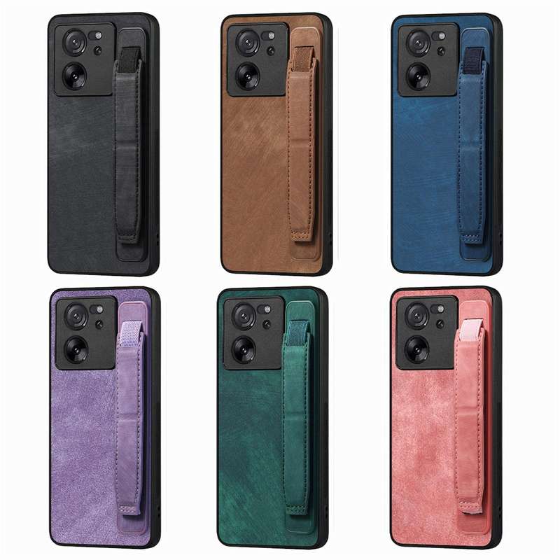 For Xiaomi Redmi Note 13 Pro+ Retro Wristband Holder Leather Back Phone Case(Brown)