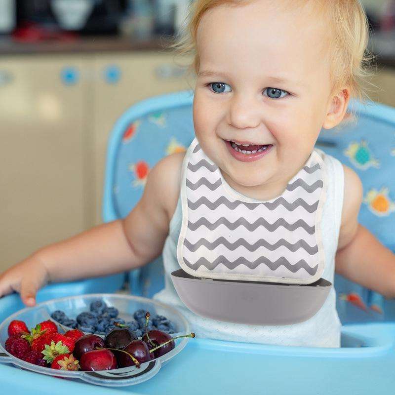 Baby Easy Clean Eating Bib Stereo Waterproof Ultra-light Rice Pocket(Ganquity)