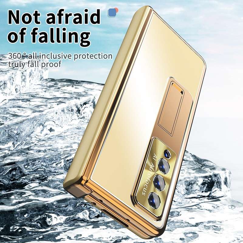 For Samsung Galaxy Z Fold4 Aluminum Alloy Double Hinge Shockproof Phone Protective Case(Champagne...