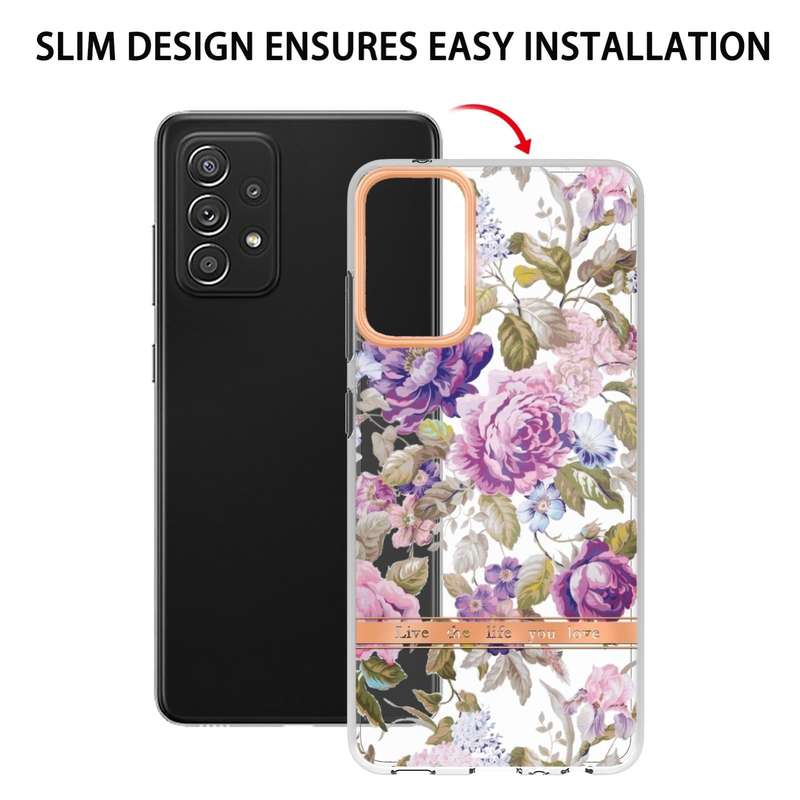 For Samsung Galaxy A72 5G / 4G Flowers and Plants Series IMD TPU Phone Case(Purple Peony)
