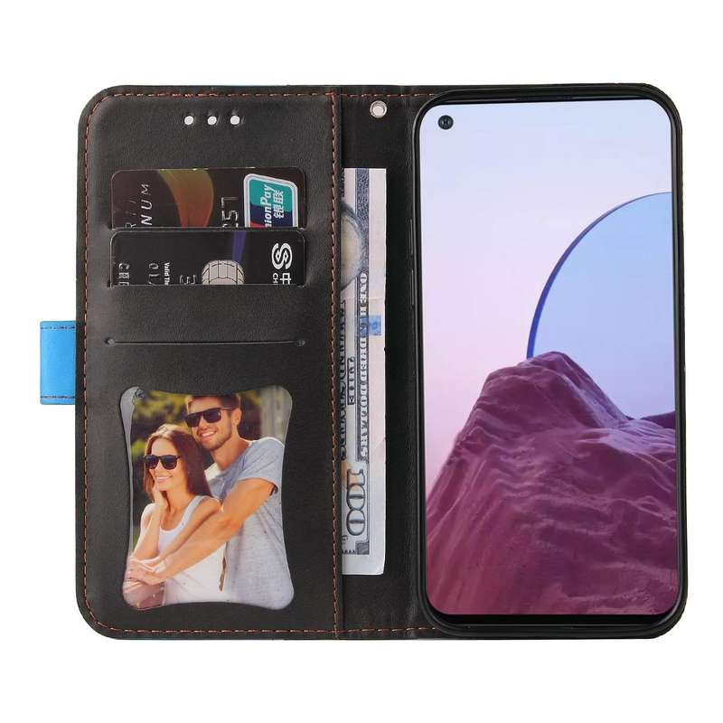 For OPPO Reno7 Z 5G / A96 5G Stitching-Color Flip Leather Phone Case(Blue)