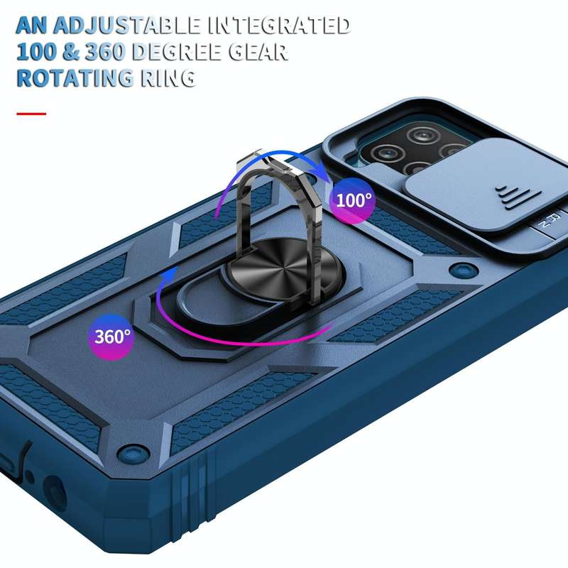 For Samsung Galaxy A12 Sliding Camera Cover Design TPU + PC Protective Case with 360 Degree Rotat...