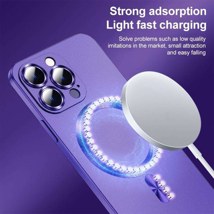 For iPhone 13 Pro Liquid Lens Protector Magsafe Phone Case(Gold Pink)