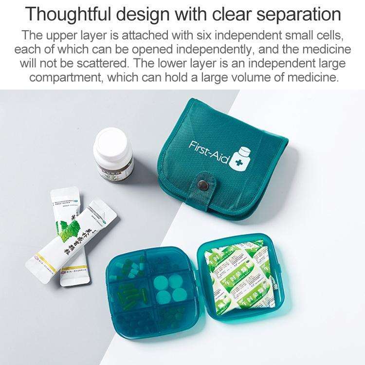 Portable Pill Medicine Storage Box Travel Pill Case Bag Organizer, Color:Red Medicine Box + Medic...
