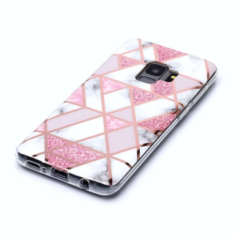 For Galaxy S9 Plating Marble Pattern Soft TPU Protective Case(Pink)