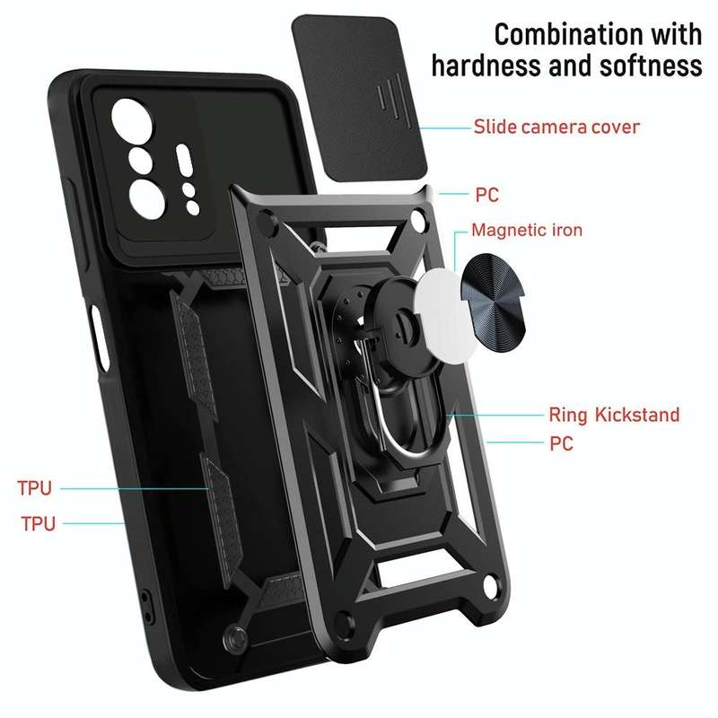 For Xiaomi Mi 11T / 11T Pro Sliding Camera Cover Design TPU+PC Protective Case(Blue)