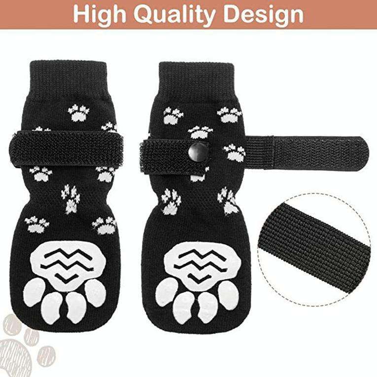 4pcs Dog Knitted Breathable Footwear Outdoor Non-slip Pet Socks, Size: L(Yellow)