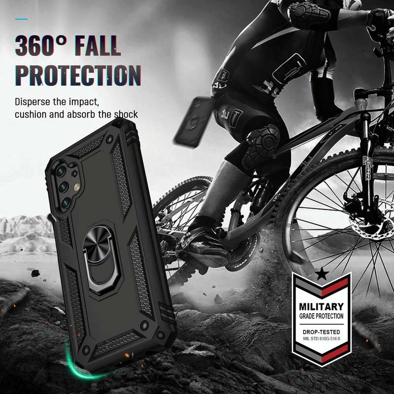 For Samsung Galaxy A13 4G Shockproof TPU + PC Phone Case with Holder(Black)