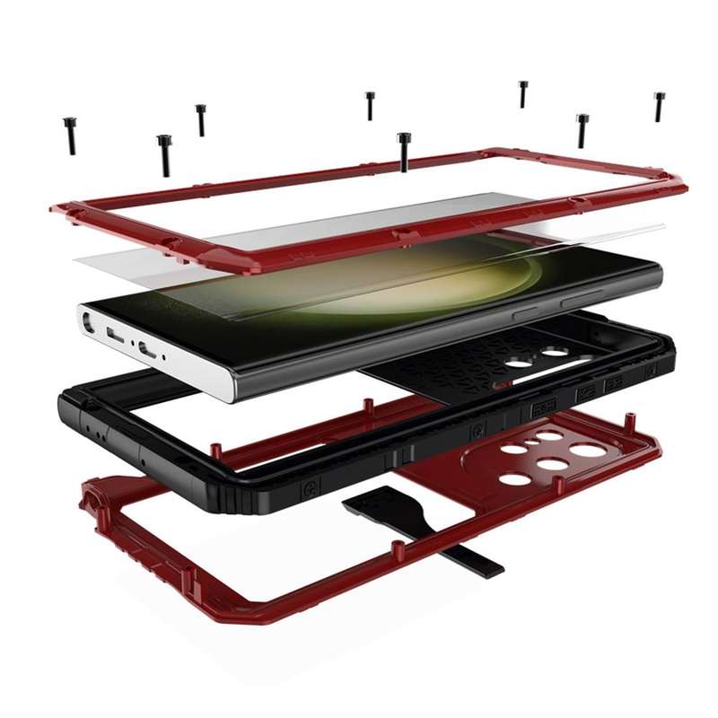 For Samsung Galaxy S23 Ultra 5G RedPepper Wolf 360 Full Body Rugged IP68 Waterproof Phone Case(Red)