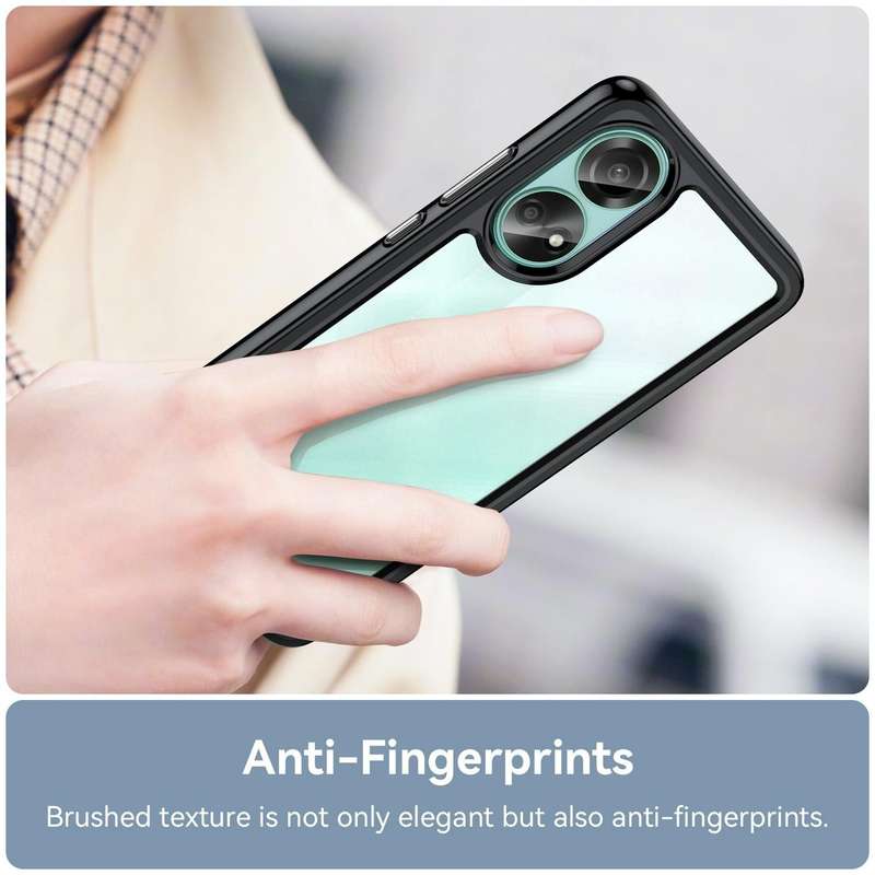 For OPPO A58 4G Colorful Series Acrylic Hybrid TPU Phone Case(Black)