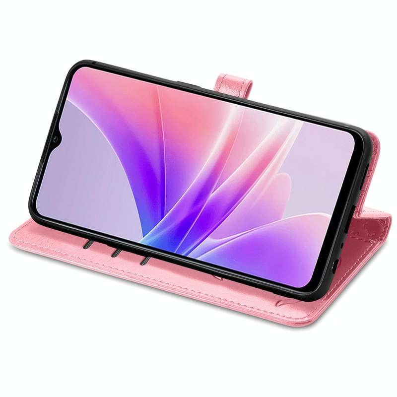 For OPPO A77 Cute Cat and Dog Embossed Horizontal Flip Leather Case(Pink)