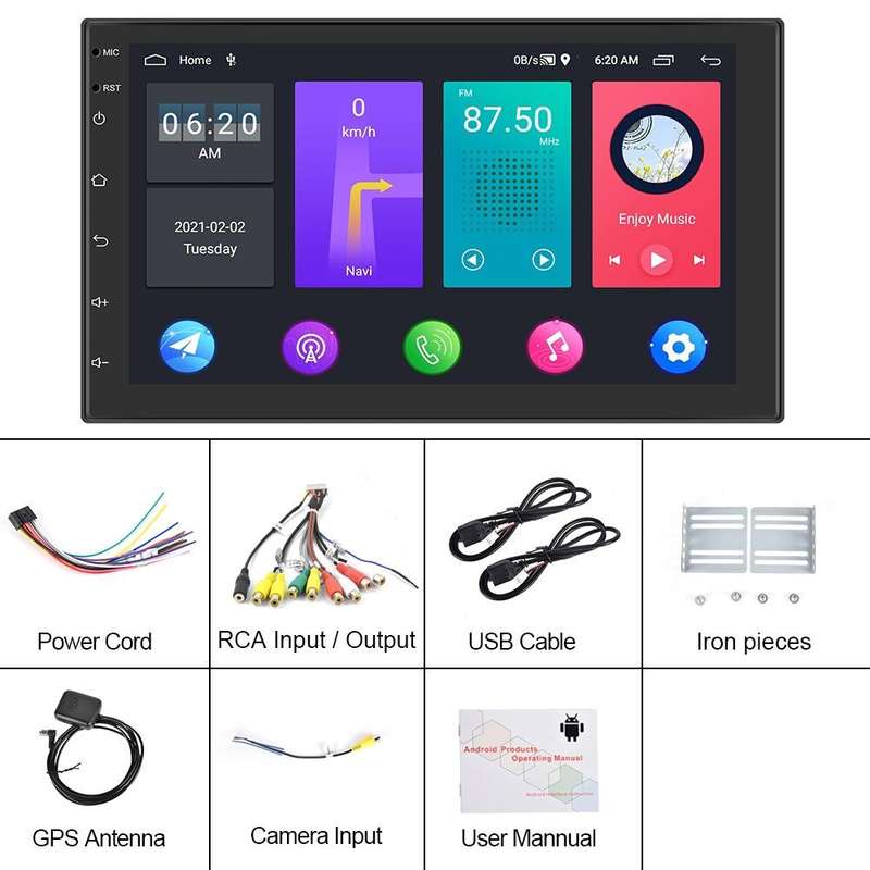 A2799 10 Inch Android WiFi 2+32G Central Control Large screen Universal Car Navigation Reversing ...