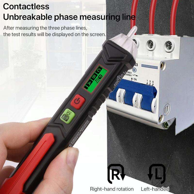 HABOTEST HT100P Non Contact 3 Phase Rotation Indicator AC LCD Display Detector Pen Tester