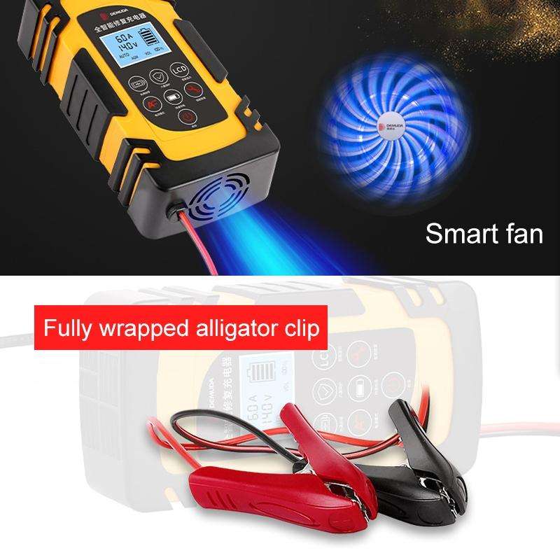 DEMUDA DC-80 Car Battery Charger 12V/24V Intelligent Pulse Repair Type Lead-acid Battery, Plug Ty...