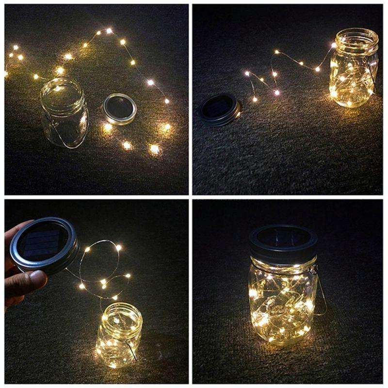10 LEDs Solar Energy Mason Bottle Cap Pendent Lamp Outdoor Decoration Garden Light, Not Include B...
