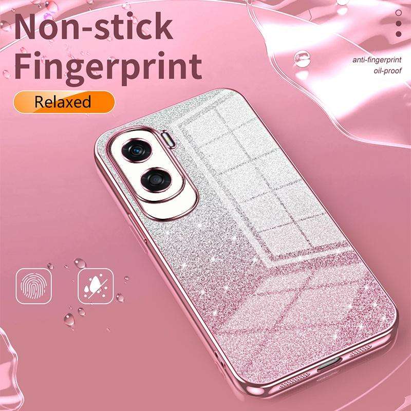 For Honor 90 Gradient Glitter Powder Electroplated Phone Case(Pink)