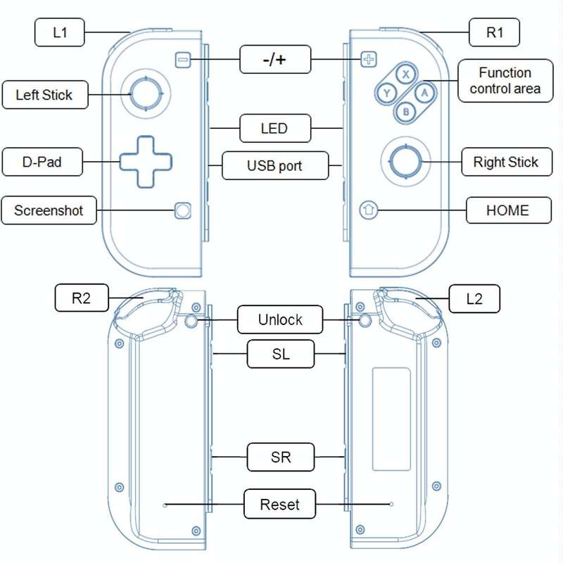 Wireless Game Joystick Controller Left and Right Handle for Nintendo Switch Pro