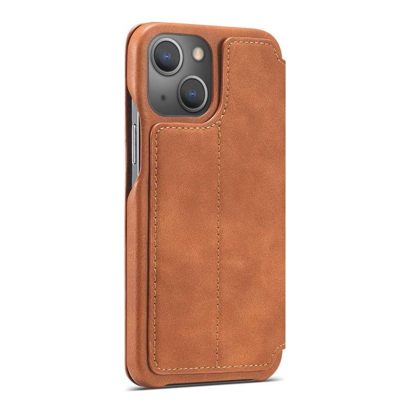 LC.IMEEKE Hon Ancient Series Flip Leather Phone Case For iPhone 15(Brown)