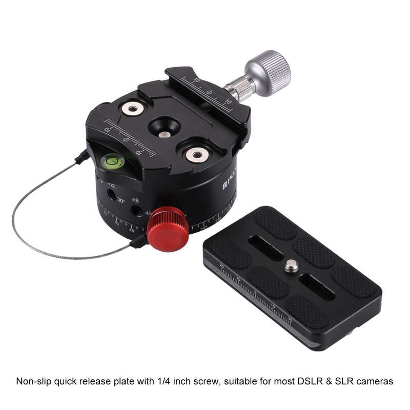 PULUZ Aluminum Alloy Panoramic Indexing Rotator Ball Head with Quick Release Plate for Camera Tri...