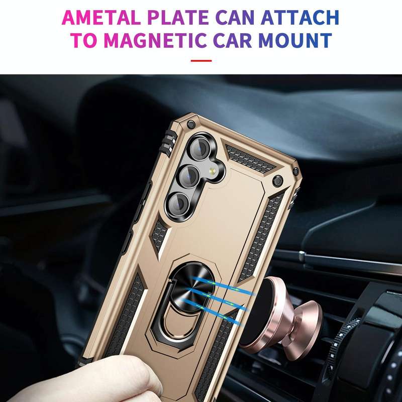 For Samsung Galaxy A54 Shockproof TPU + PC Phone Case with Holder(Gold)