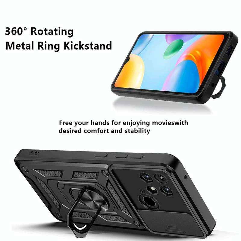 For Xiaomi Redmi 10C 4G Sliding Camera Cover Design TPU+PC Phone Case(Black)