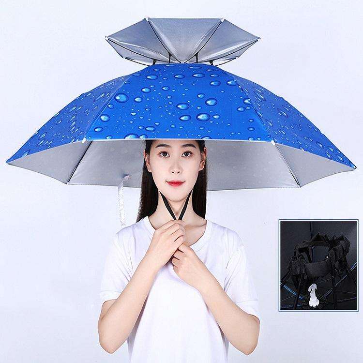 Double-layer Fishing Umbrella Hat Outdoor Sunscreen And Rainproof Folding Umbrella Hat, Color: 95...