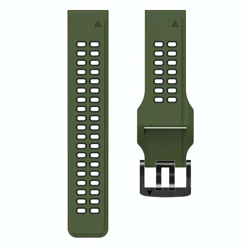 For Garmin Fenix 6 Quick Release Double Row Silicone Watch Band(Army Green Black)