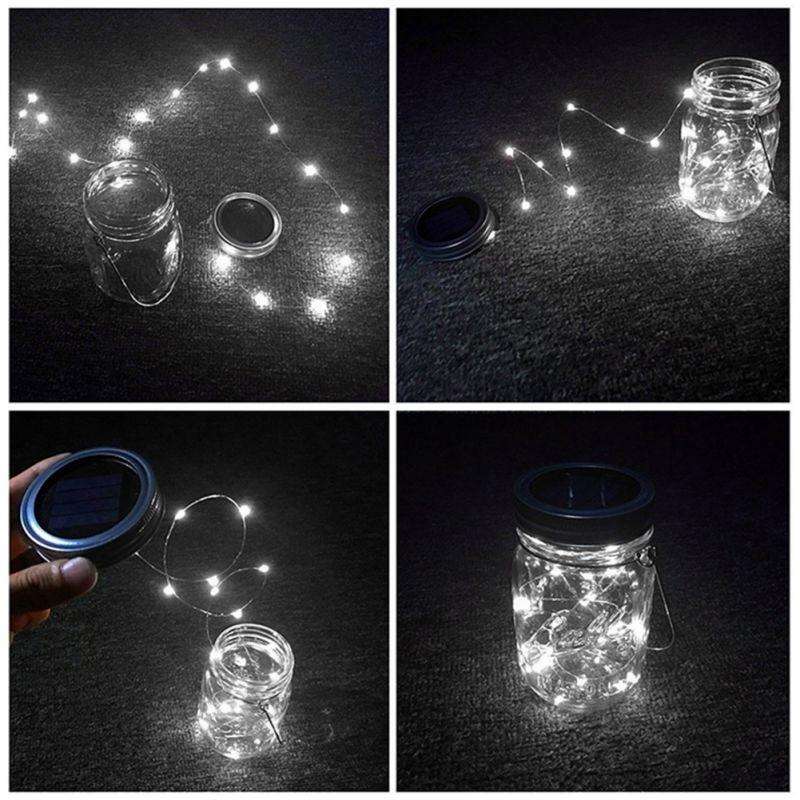 20 LEDs Solar Energy Mason Bottle Cap Pendent Lamp Outdoor Decoration Garden Light, Not Include B...